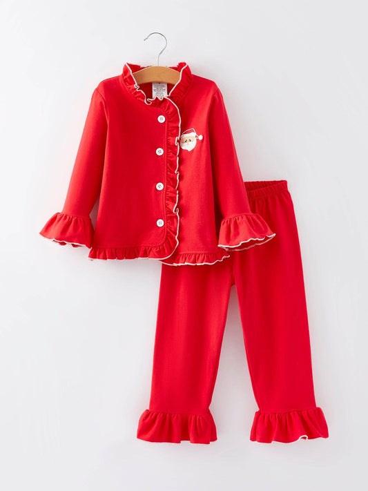 Christmas Red Santa Embroidered Pajamas