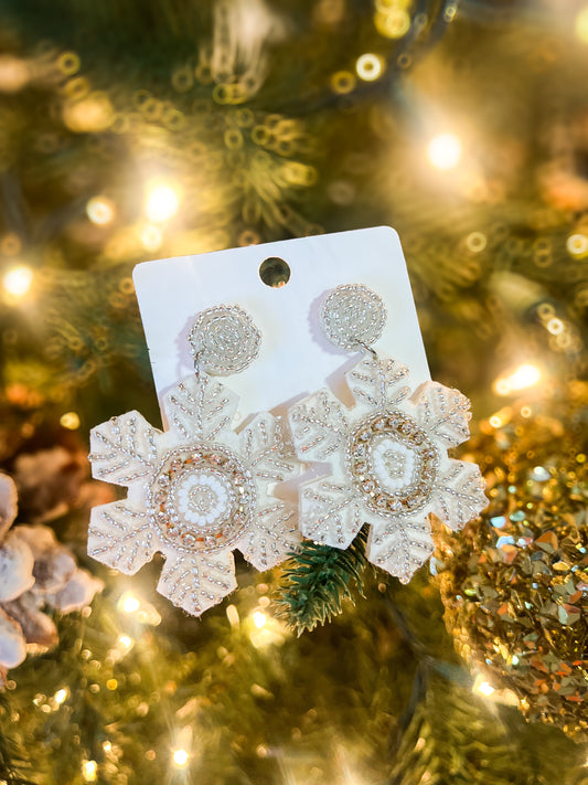 Beaded Snowflake Earrings