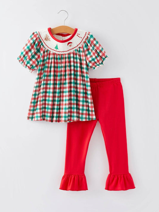 Christmas Red and Green Smocked Set