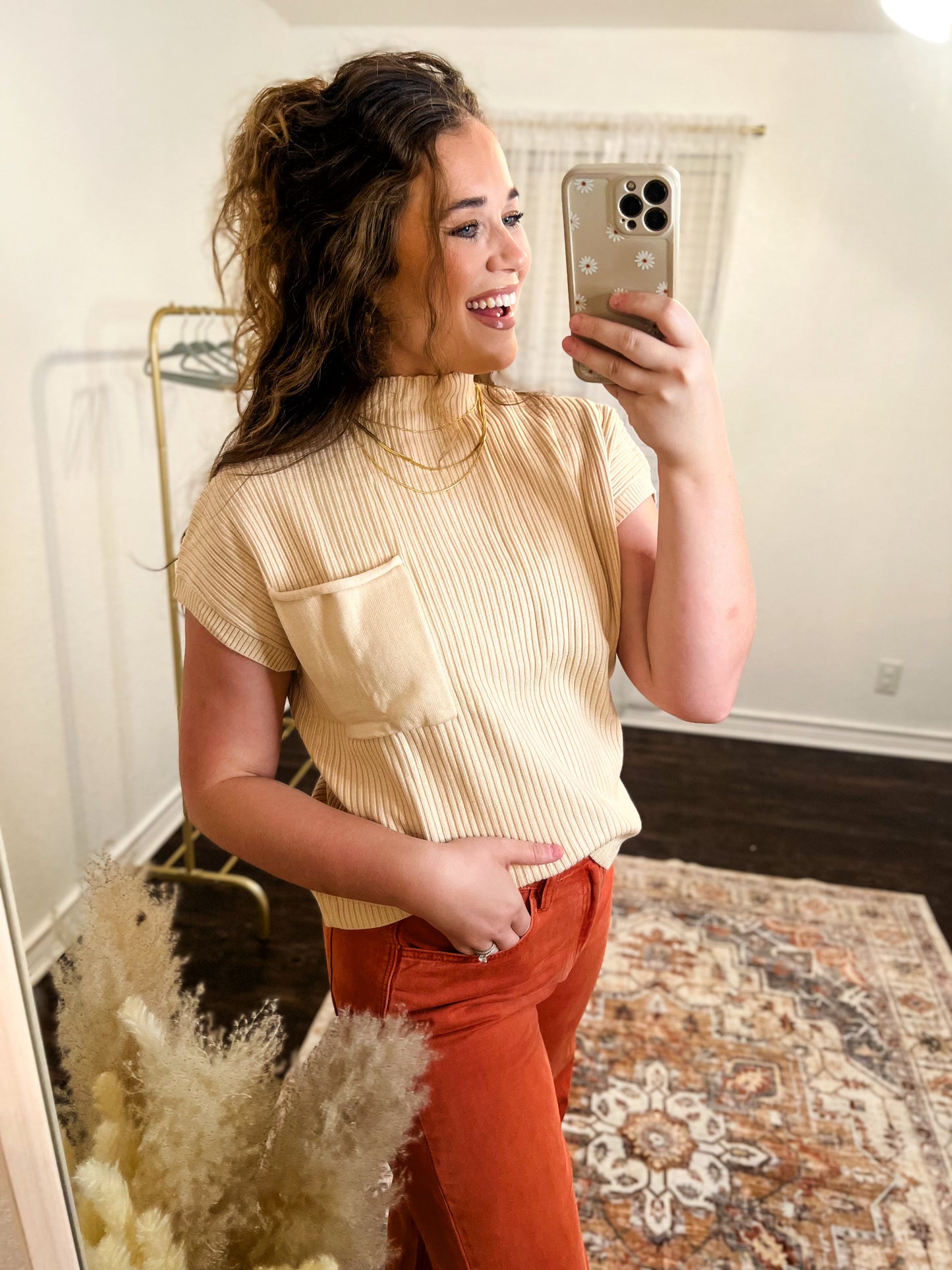 Beige Pocket Sweater