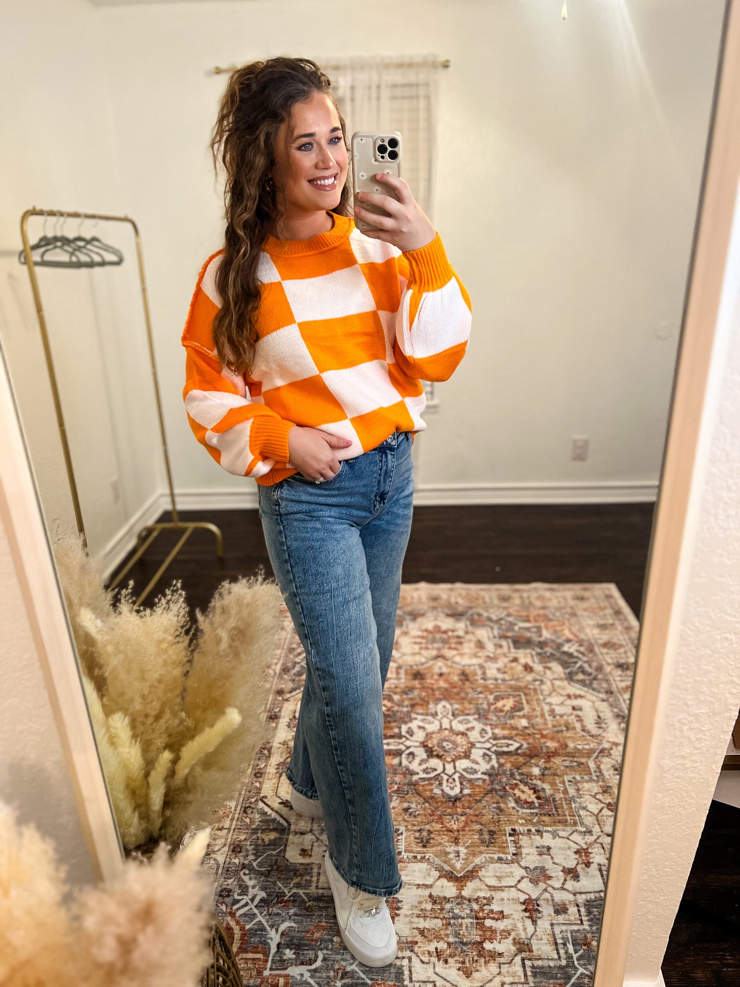 Orange Checkered Sweater